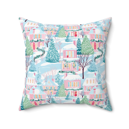Christmas Pillow, Christmas Village Decor, Custom Throw Pillow, Winter Wonderland