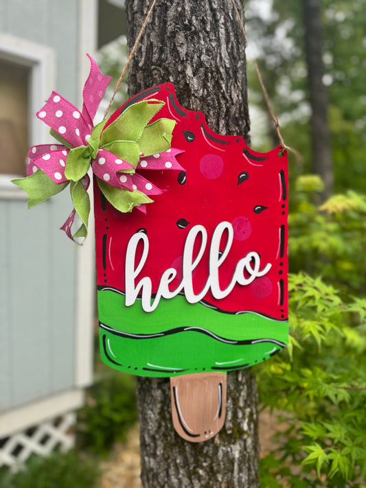 Summer Door Hanger, Watermelon Popsicle
