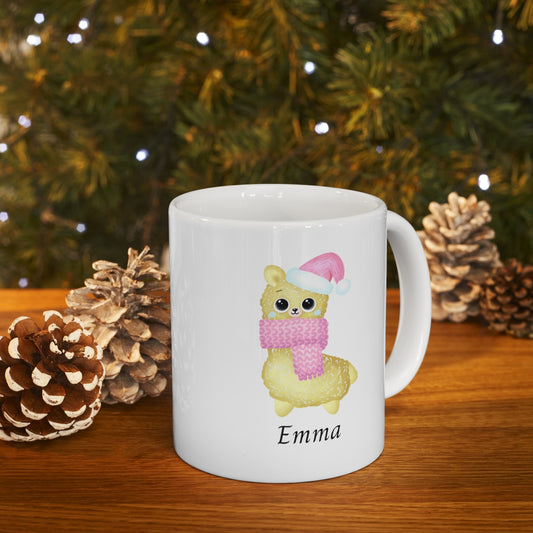Personalized Ceramic Mug | Christmas Gift | Llama | Name on Cup