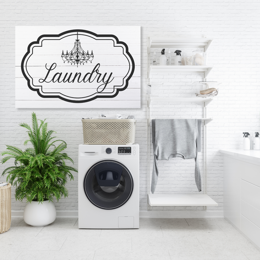 Laundry Aluminum Sign | Classic Design | Chandelier Damask | Laundry Room Wall Art