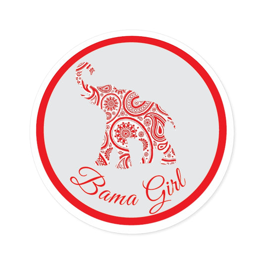 Bama Girl Paisley Elephant Round Sticker, Indoor/Outdoor