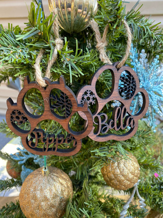 Personalized Paw Ornament | Christmas Ornament | Stocking Name Tag | Animal Lovers | Pet