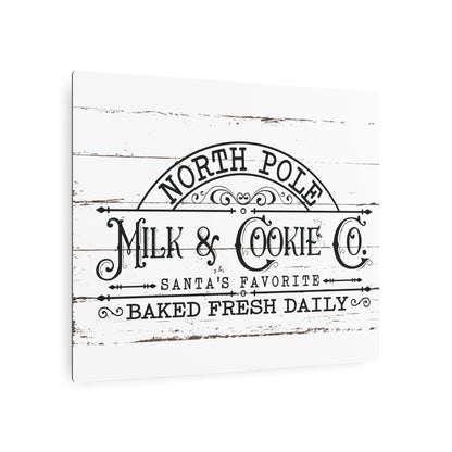 North Pole Milk and Cookies Sign Rustic Farmhouse Christmas Art