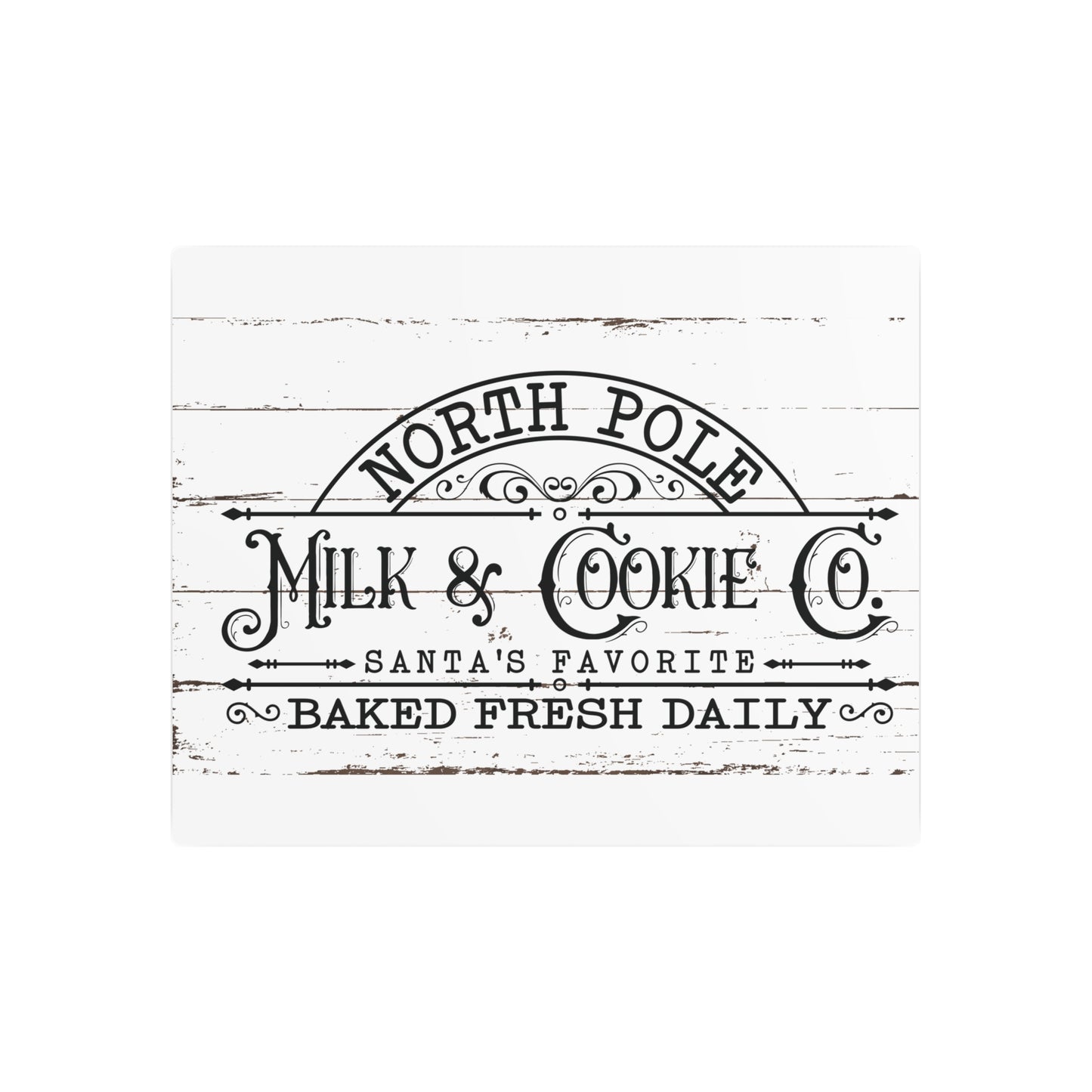 North Pole Milk and Cookies Sign Rustic Farmhouse Christmas Art