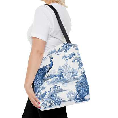 Blue Floral Tote Bag, Travel Bag, Vacation, Book Tote