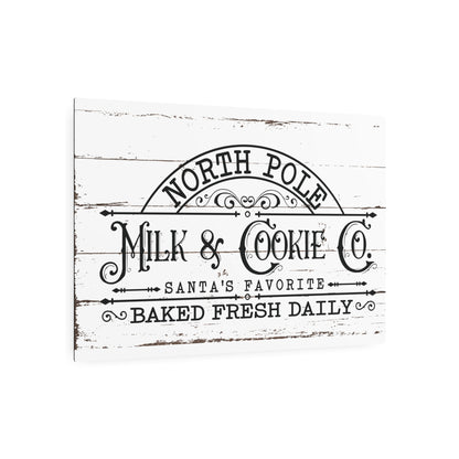 North Pole Milk and Cookies Sign Rustic Farmhouse Christmas Art