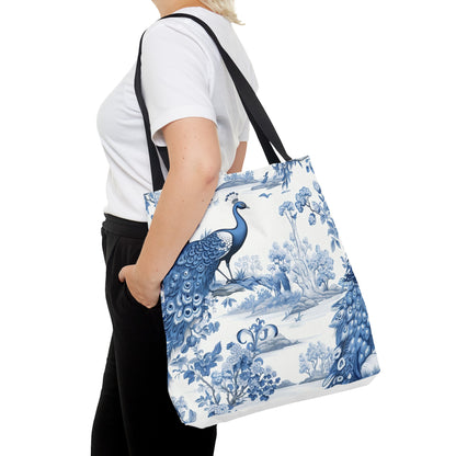 Blue Floral Tote Bag, Travel Bag, Vacation, Book Tote