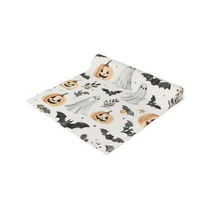 Halloween Decor Table Runner, Farmhouse Ghost Pumpkins and Bats Table Runner, Holiday Table Decor