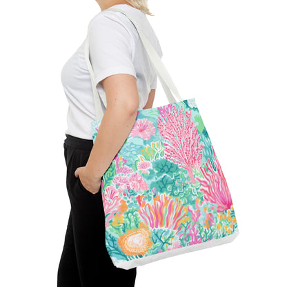 Preppy Pink Coral Ocean Tote Bag