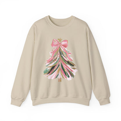 Christmas Tree Sweatshirt, Pink Bow Sweatshirt