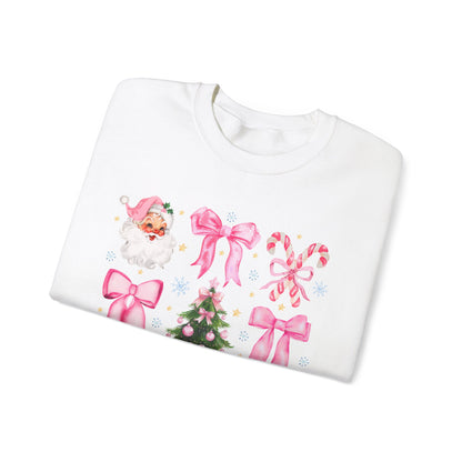 Cute Christmas Sweatshirt, Coquette Pink Bow Sweatshirt