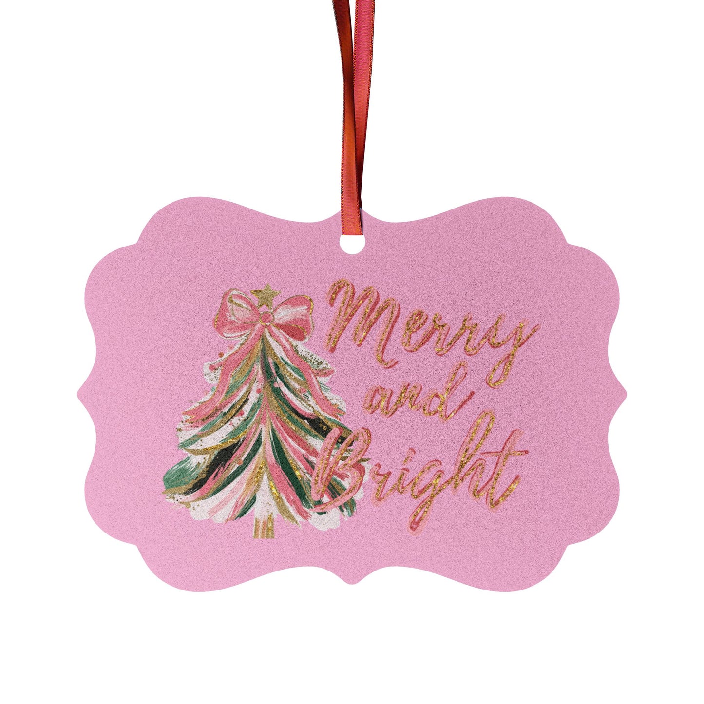 Merry Christmas Ornament, Christmas Cake Decor, Christmas Tree Ornament, Pink Christmas Ornament