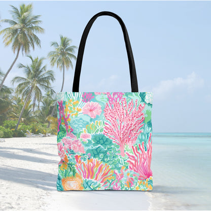 Preppy Pink Coral Ocean Tote Bag