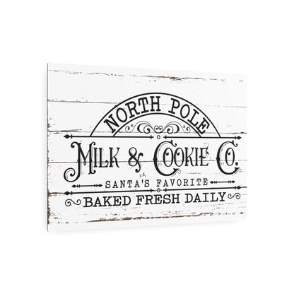 North Pole Milk and Cookies Sign Rustic Farmhouse Christmas Art