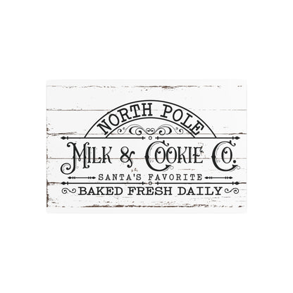 North Pole Milk and Cookies Sign Rustic Farmhouse Christmas Art