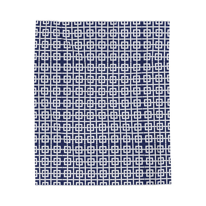 Plush Blanket - Navy Lattice Print