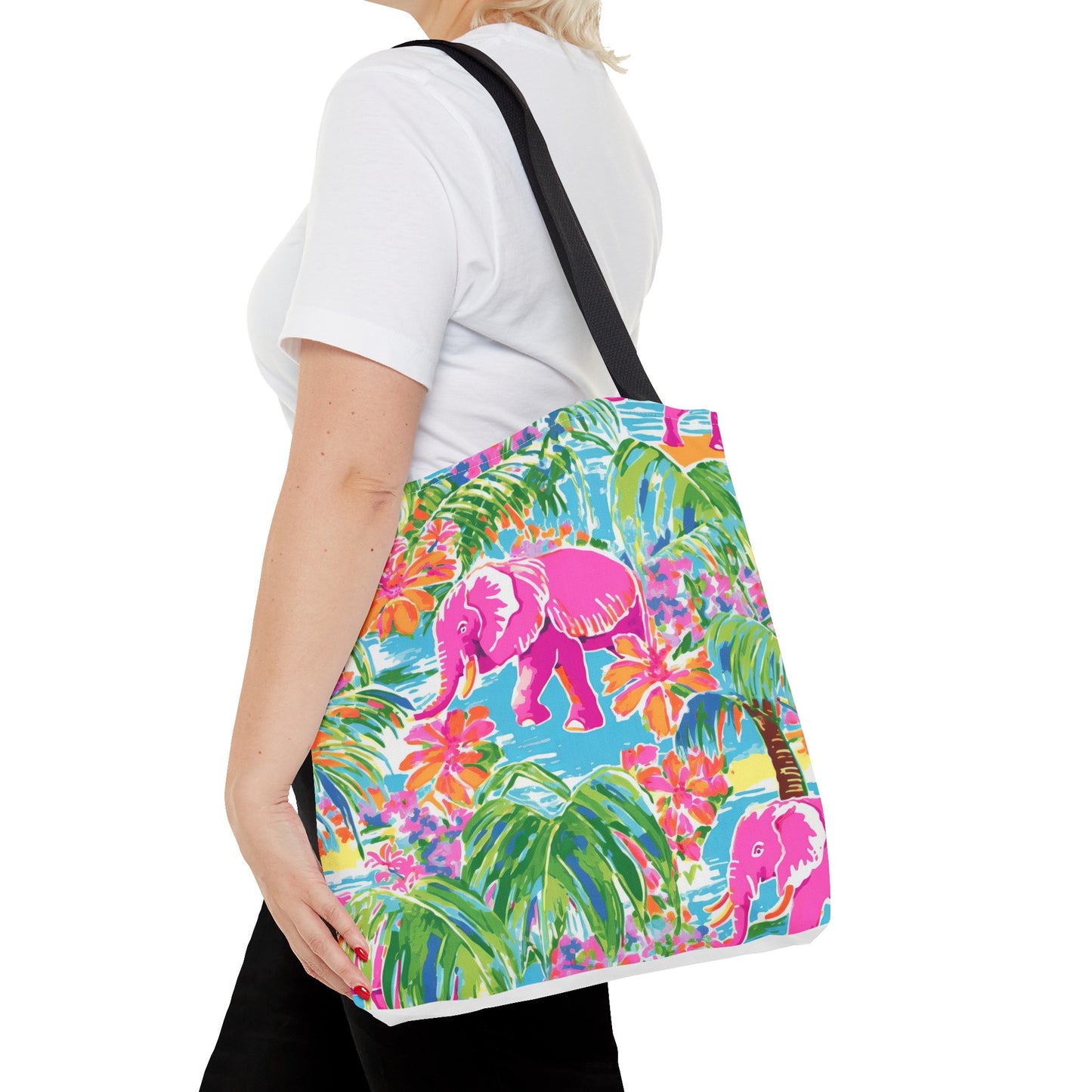 Preppy Pink Elephant Tote Bag, Travel Bag, Vacation