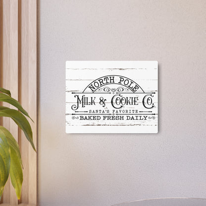 North Pole Milk and Cookies Sign Rustic Farmhouse Christmas Art