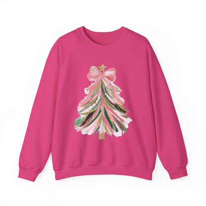 Christmas Tree Sweatshirt, Pink Bow Sweatshirt