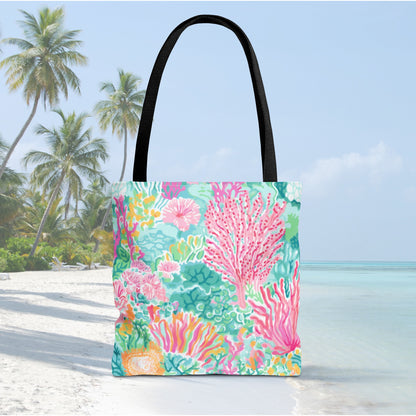 Preppy Pink Coral Ocean Tote Bag