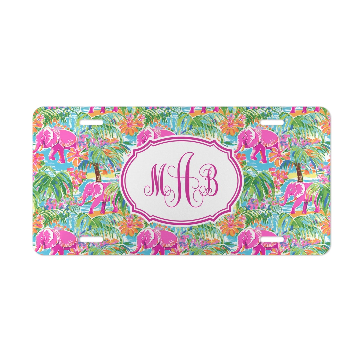 Pink Elephants Personalized License Plate