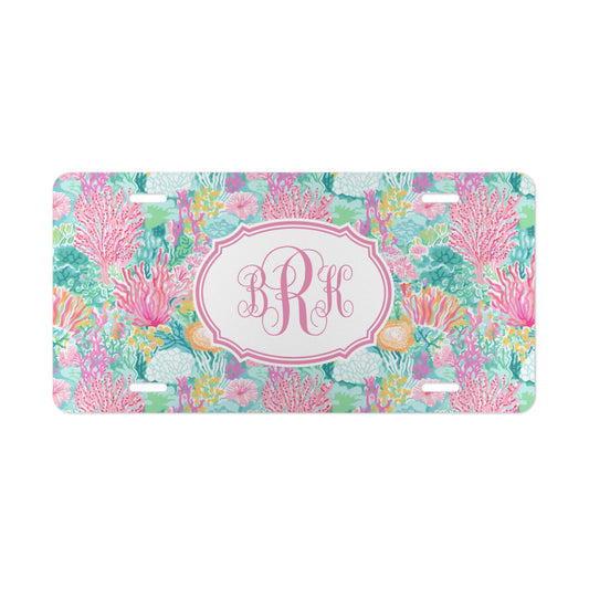 Personalized License Plate, Coral Reef Monogram