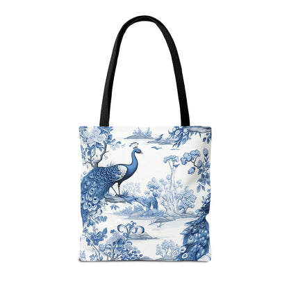 Blue Floral Tote Bag, Travel Bag, Vacation, Book Tote