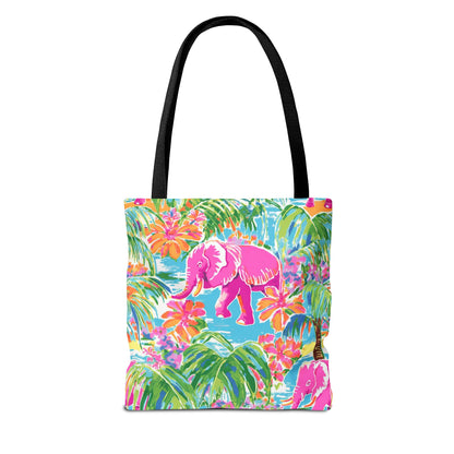 Preppy Pink Elephant Tote Bag, Travel Bag, Vacation