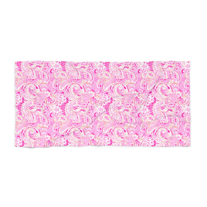 Luxury Pink Paisley Beach Towel