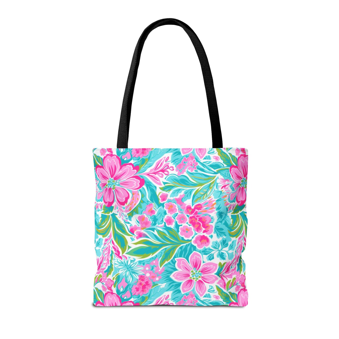 Preppy Pink Tropical Floral Tote Bag, Travel Bag, Vacation