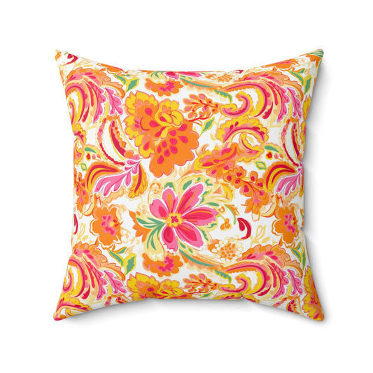 Paisley and Floral Throw Pillow