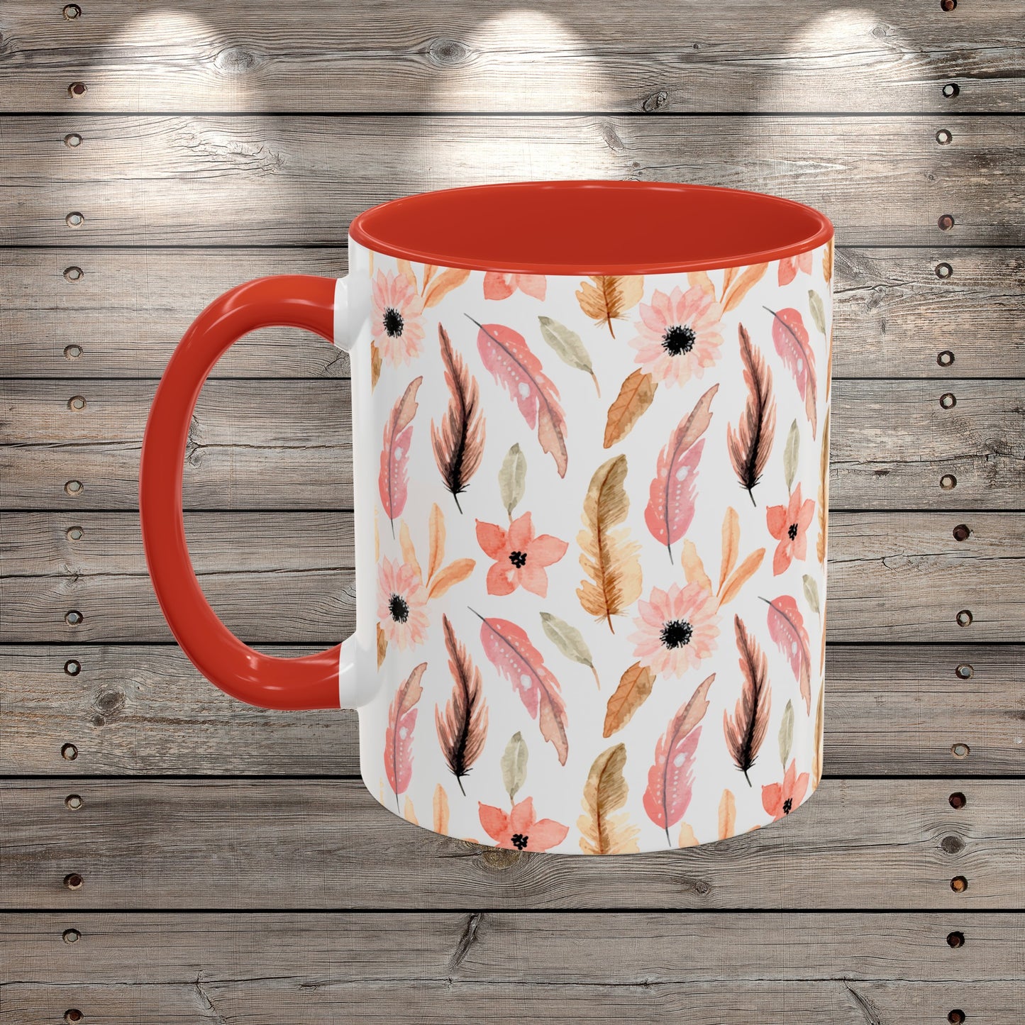 Custom Bogo Feathers and Wildflowers Coffee Mug for Nature Lover Gardener Birthday Gift for Her Mug