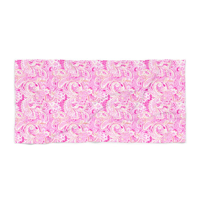 Luxury Pink Paisley Beach Towel