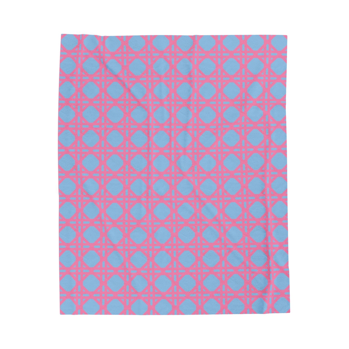 Plush Blanket - Pink and Blue Lattice Print