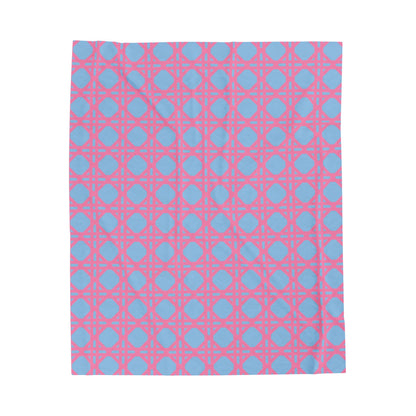 Plush Blanket - Pink and Blue Lattice Print