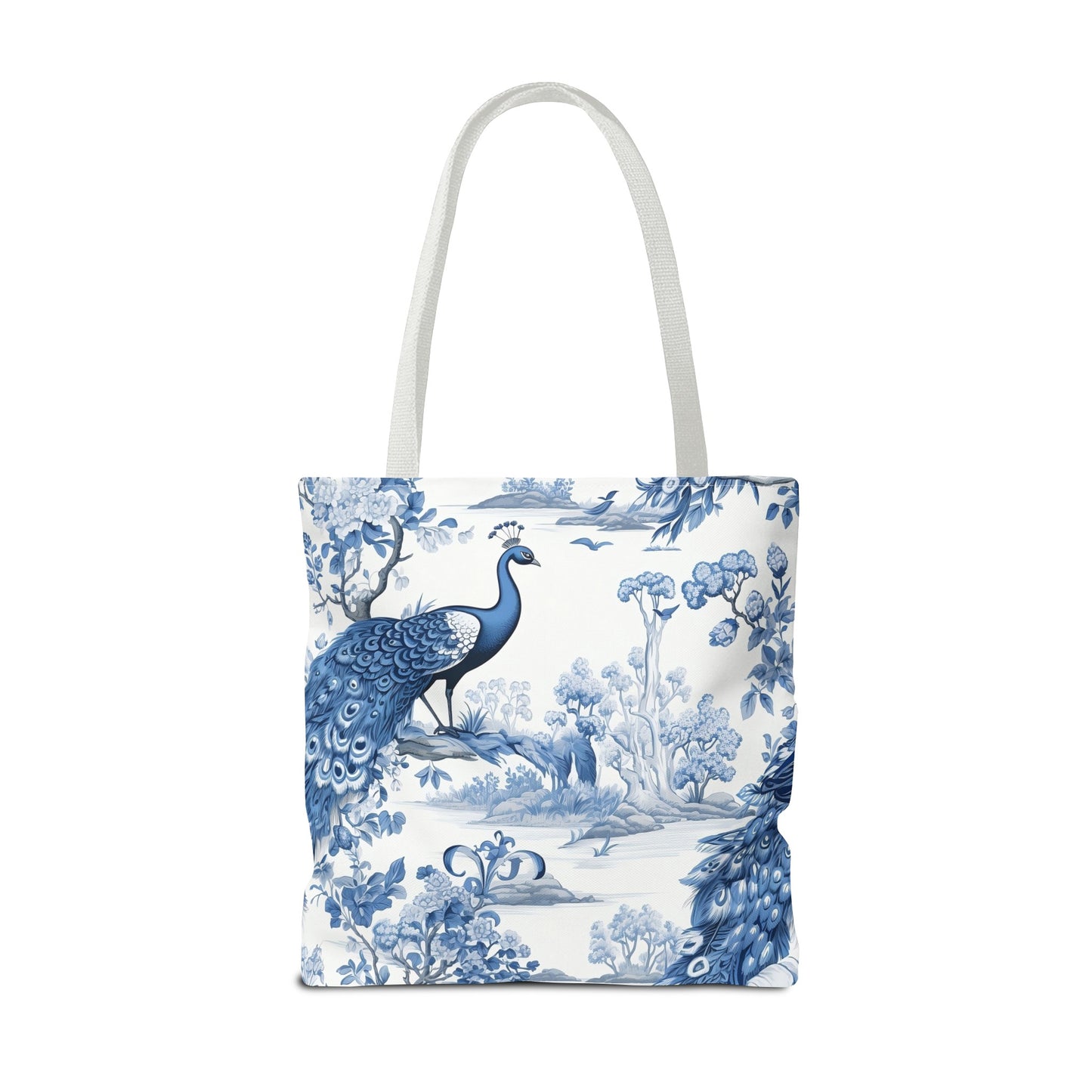 Blue Floral Tote Bag, Travel Bag, Vacation, Book Tote