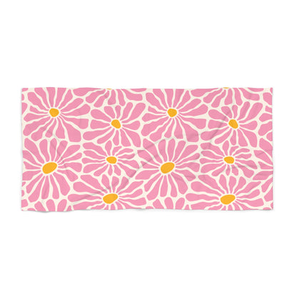 Pink Daisy Beach Towel