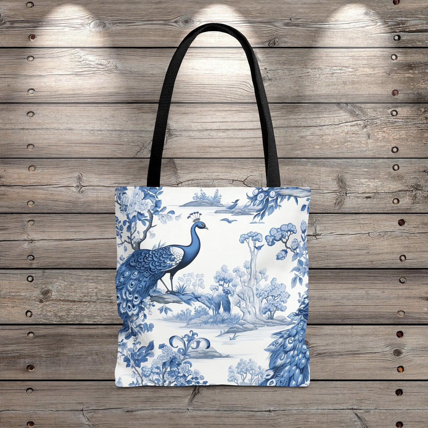 Blue Floral Tote Bag, Travel Bag, Vacation, Book Tote