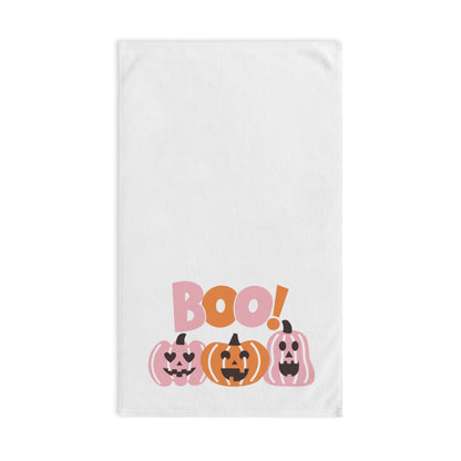 Halloween Hand Towel, Kitchen Towel, Bathroom Hand Towel, Preppy Pink and Orange Towel, Hostess Gift