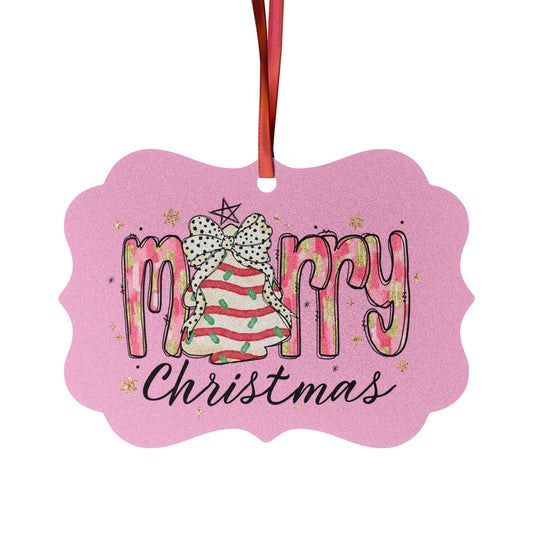 Merry Christmas Ornament, Christmas Cake Decor, Christmas Tree Ornament, Pink Christmas Ornament