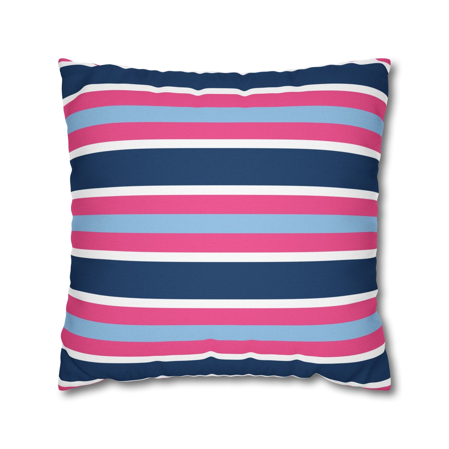 Navy & Pink Striped Pillow Case