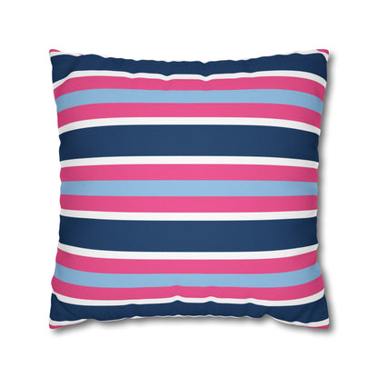 Navy & Pink Striped Pillow Case