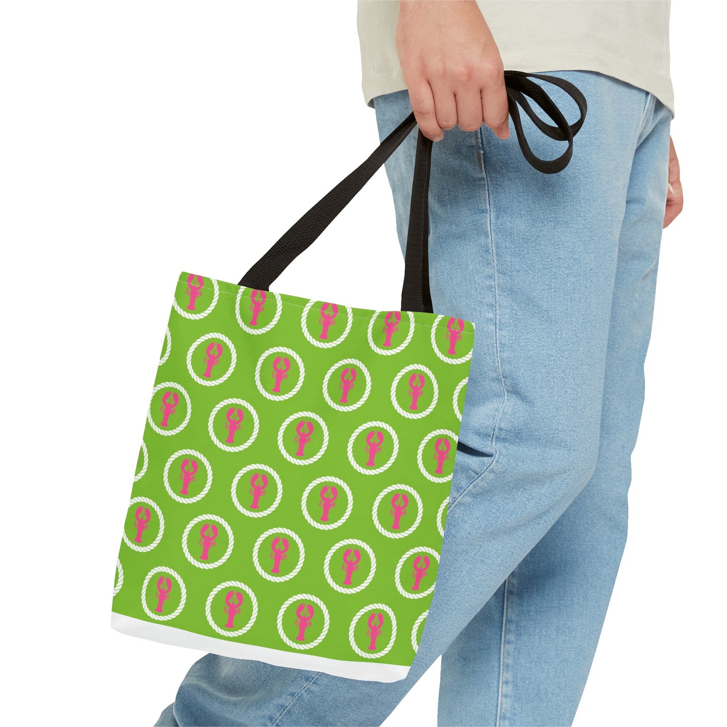 Preppy Pink Lobster and Green Tote Bags