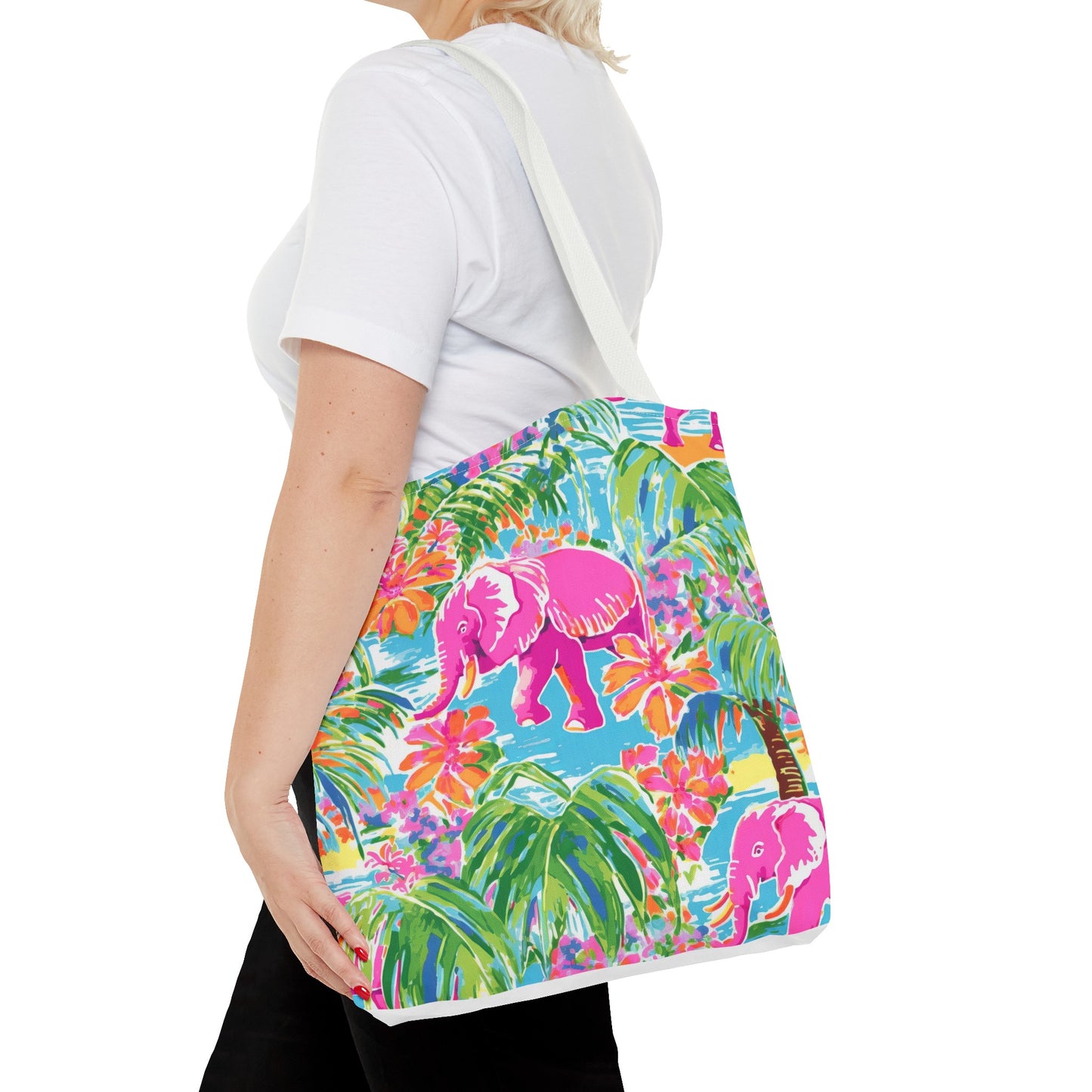 Preppy Pink Elephant Tote Bag, Travel Bag, Vacation