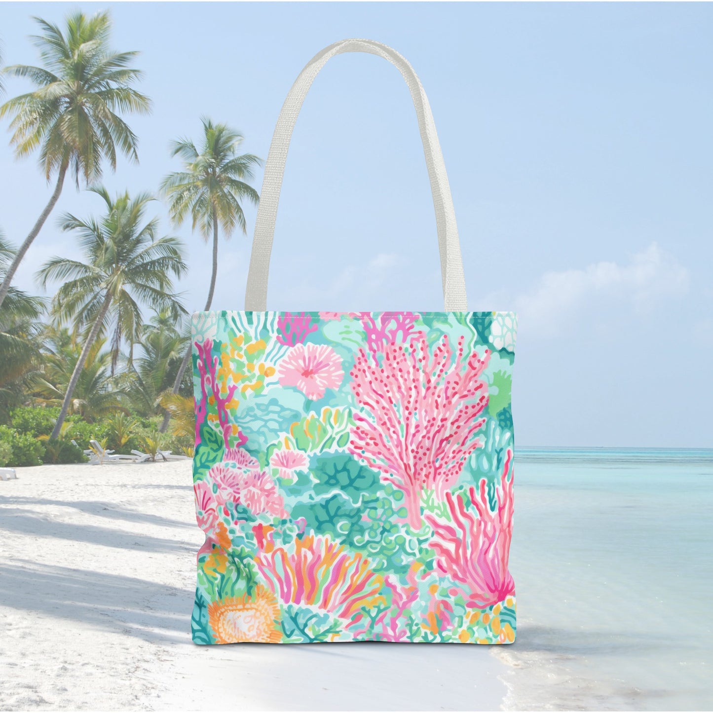 Preppy Pink Coral Ocean Tote Bag