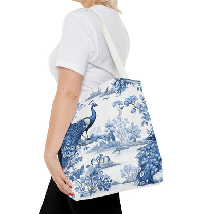 Blue Floral Tote Bag, Travel Bag, Vacation, Book Tote