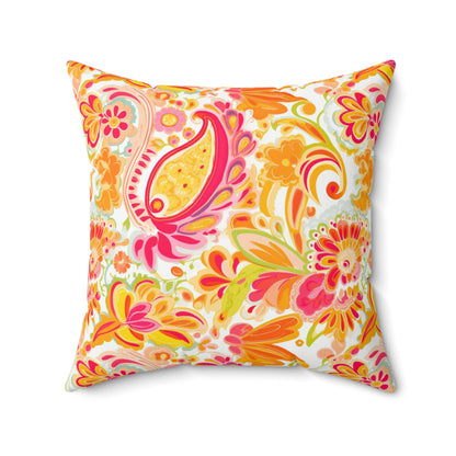 Fall Paisely Decor, Pumpkin Decor, Preppy Room Decor, Pumpkin Throw Pillow, Beach Home, Dorm Decor, Pink Yellow and Orange