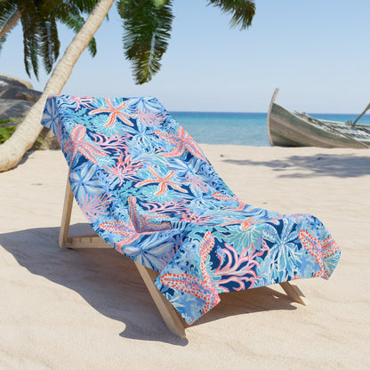 Starfish and Coral Beach Towel