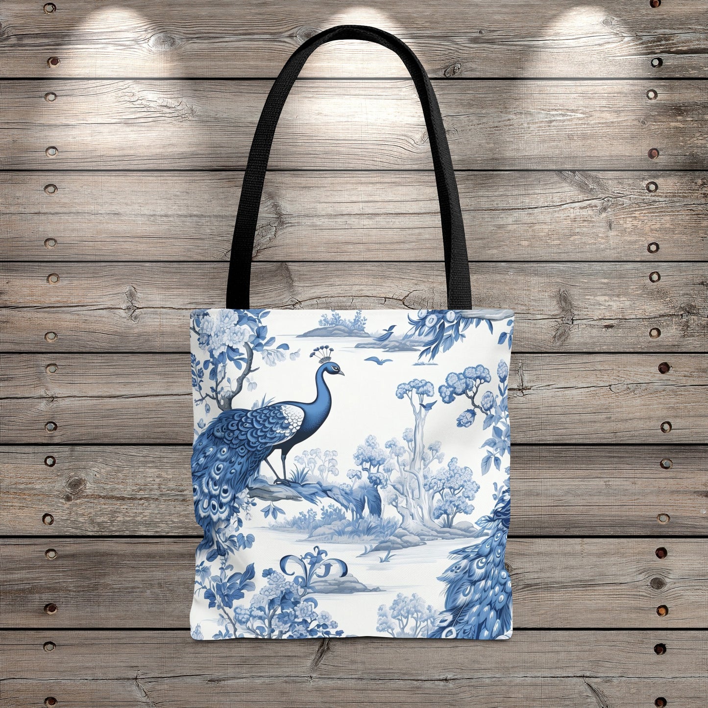 Blue Floral Tote Bag, Travel Bag, Vacation, Book Tote