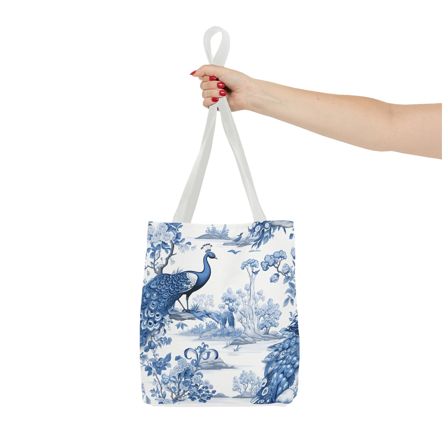 Blue Floral Tote Bag, Travel Bag, Vacation, Book Tote